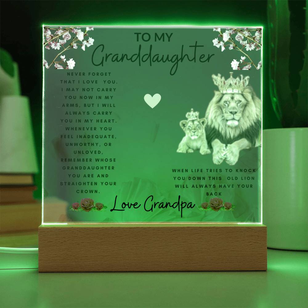 Acrylic Plaque To Granddaughter From Grandpa