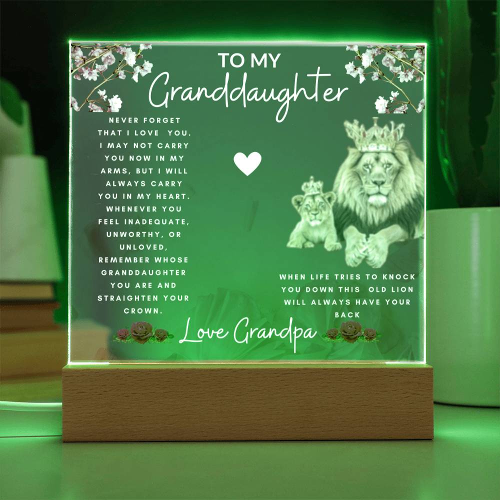 Acrylic Plaque To Granddaughter From Grandpa WL