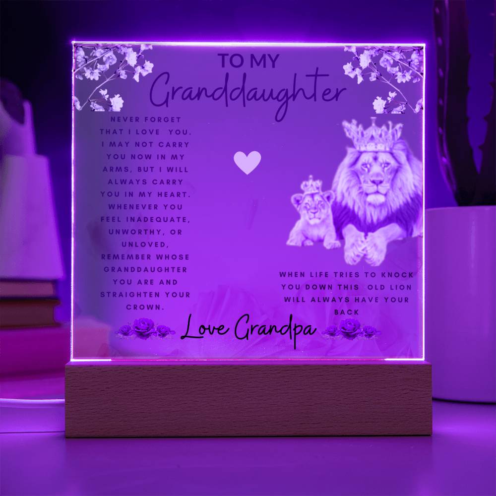 Acrylic Plaque To Granddaughter From Grandpa