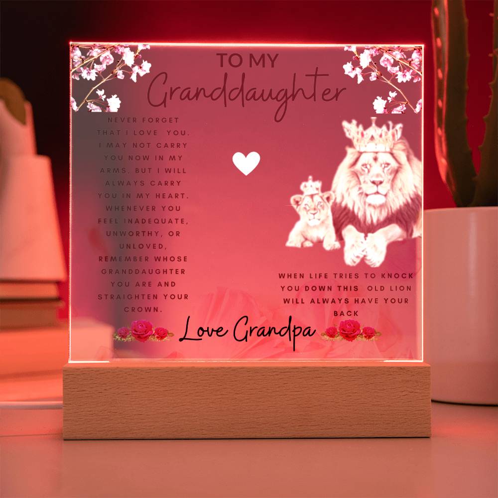 Acrylic Plaque To Granddaughter From Grandpa