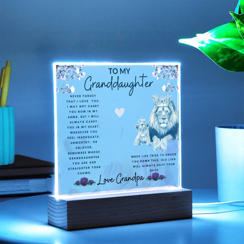 Acrylic Plaque To Granddaughter From Grandpa