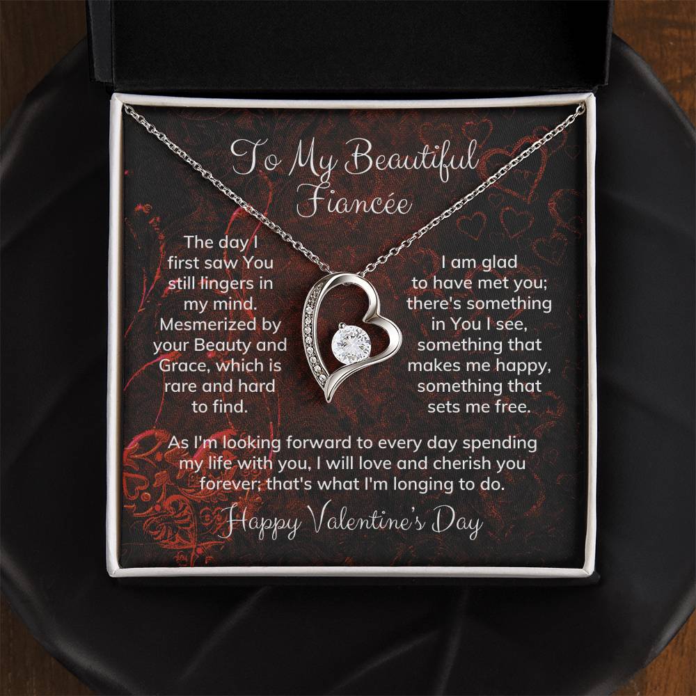 To My Beautiful Fiancée Alluring Beauty Necklace Heart Shaped Message Card