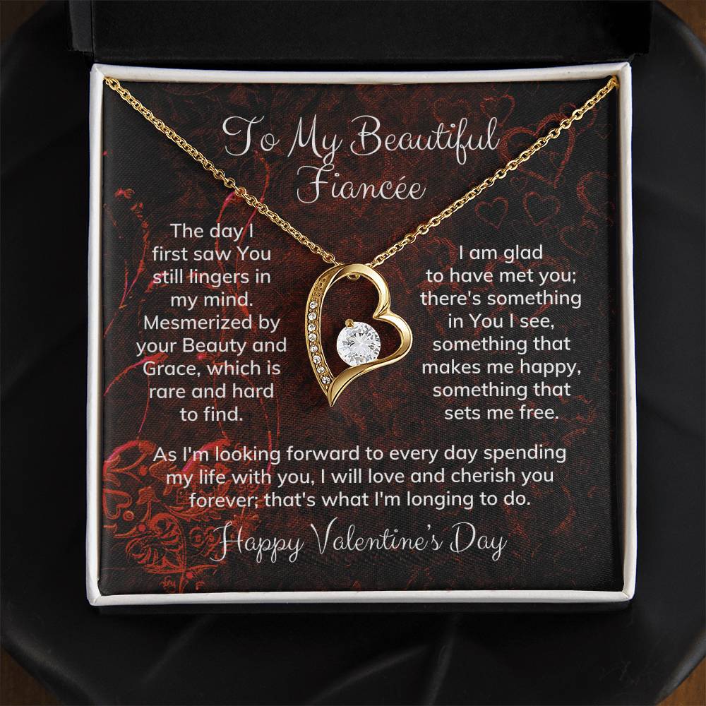 To My Beautiful Fiancée Alluring Beauty Necklace Heart Shaped Message Card