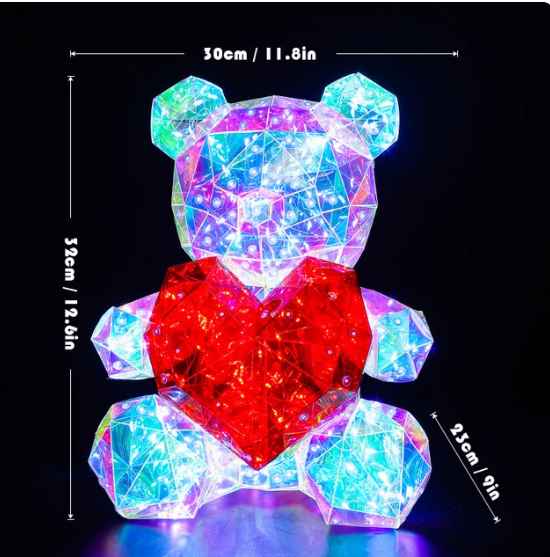 30CM Glowing Bear with Bag Valentine'S Day Gift Magic Luminous Bear Home Livingroom Desktop Decor Girl Grilfriend Creative Gift