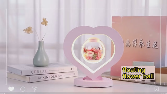 Floating Immortal Flower Rose Gift Box LED Night Light Magnetic Levitation Rotating Simulation Flower Table Lamp Desktop Decoration Valentine'S Day Mother'S Day Best Gift/Heart Shape