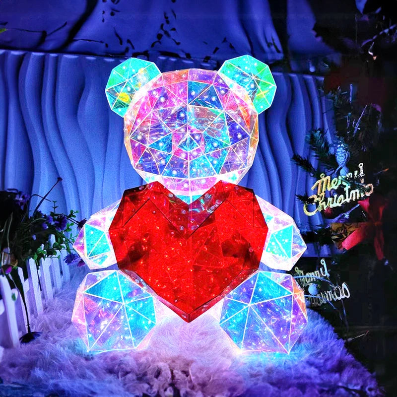 30CM Glowing Bear with Bag Valentine'S Day Gift Magic Luminous Bear Home Livingroom Desktop Decor Girl Grilfriend Creative Gift