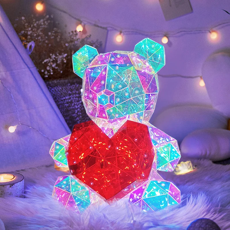 30CM Glowing Bear with Bag Valentine'S Day Gift Magic Luminous Bear Home Livingroom Desktop Decor Girl Grilfriend Creative Gift