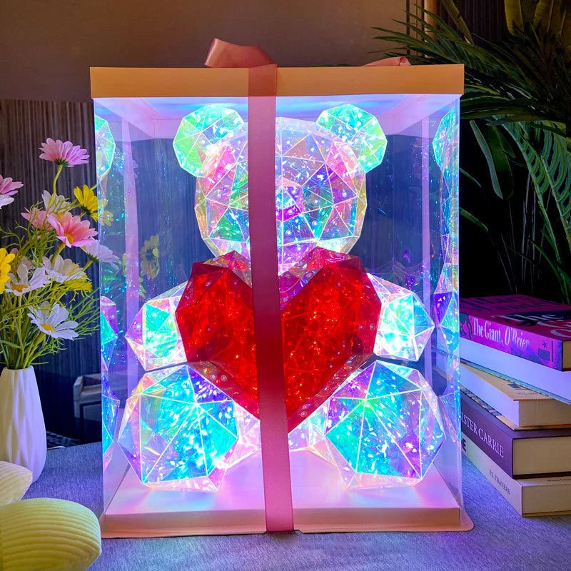 30CM Glowing Bear with Bag Valentine'S Day Gift Magic Luminous Bear Home Livingroom Desktop Decor Girl Grilfriend Creative Gift